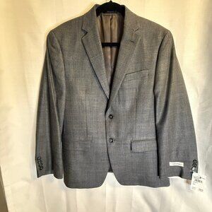 Calvin Klein Men's Blazer/38 S-Slim Fit/Grey-brown w/Blue windowpane pattern/NWT